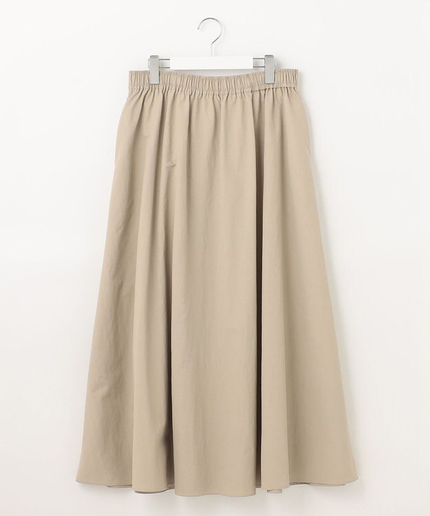 UNFILO 【洗える】撥水ナイロンタフタ ロングスカート ベージュ