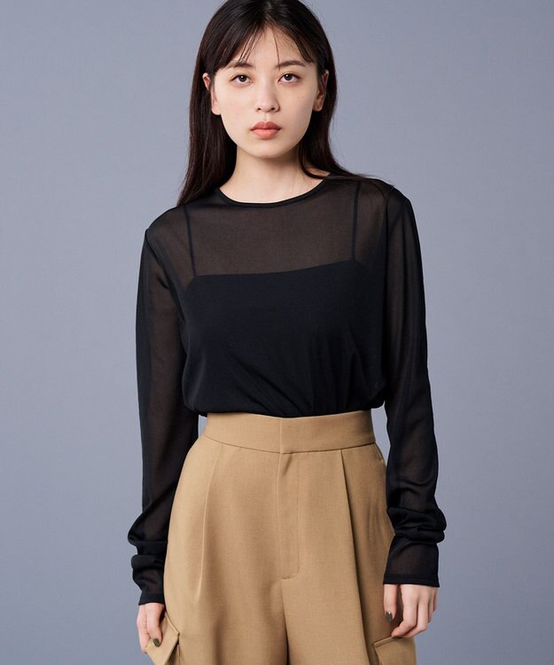 uncrave トリコットシフォン クルーネック カットソー（uncrave STANDARD） ブラック