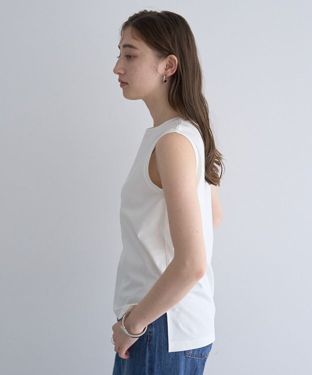 YECCA VECCA コットンスムースノースリーブトップス Off White