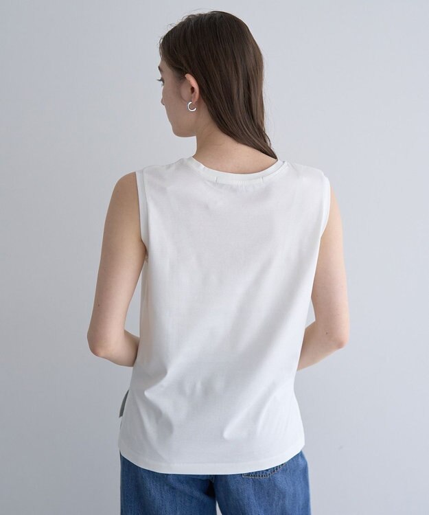 YECCA VECCA コットンスムースノースリーブトップス Off White