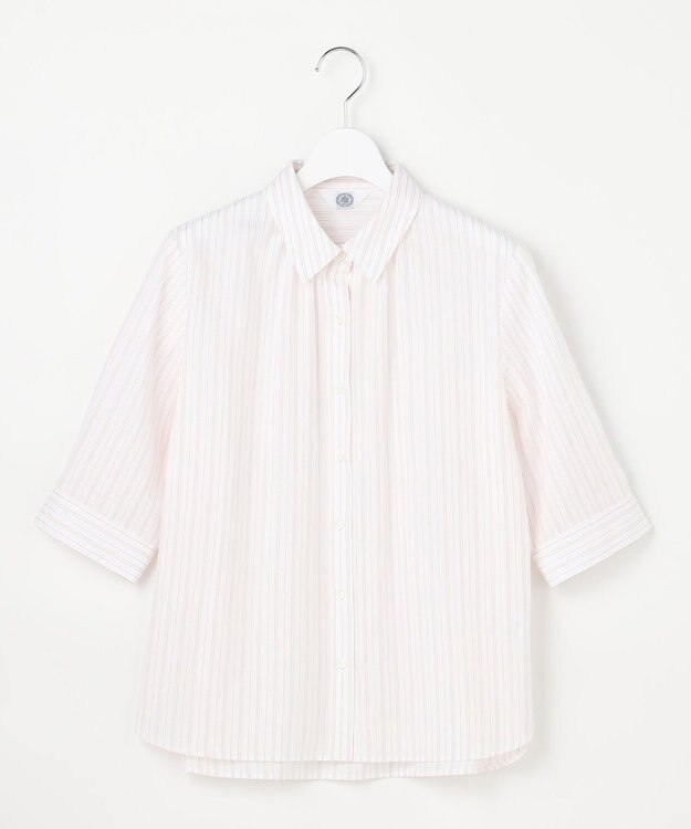 J.PRESS LADIES S 【シーンレスに活躍】セルロースカラミストライプ シャツ ブラウス ホワイト×ピンク系