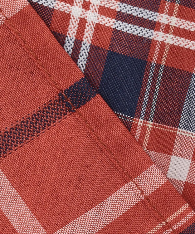 ANY 【洗える】イージーケアチェック ブラウス オレンジチェック