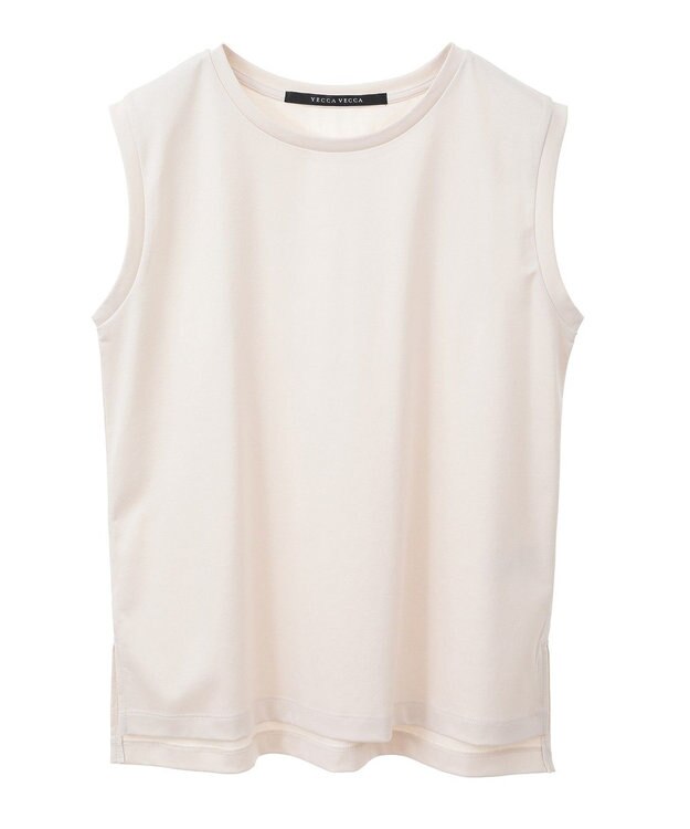 YECCA VECCA コットンスムースノースリーブトップス Beige