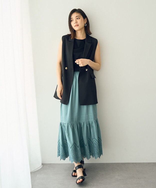 YECCA VECCA コットンスムースノースリーブトップス Black