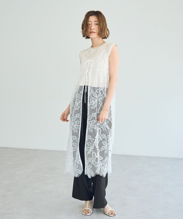 YECCA VECCA コットンスムースノースリーブトップス Beige