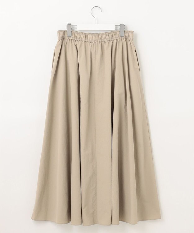 UNFILO 【洗える】撥水ナイロンタフタ ロングスカート ベージュ