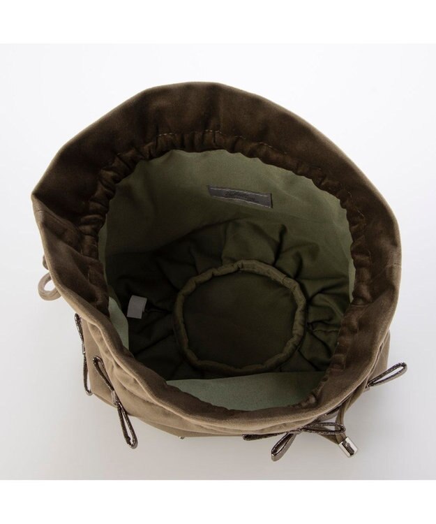 UNBILLION カシュカシュ cachecache / メタリックリボンベロア巾着バッグ オーク