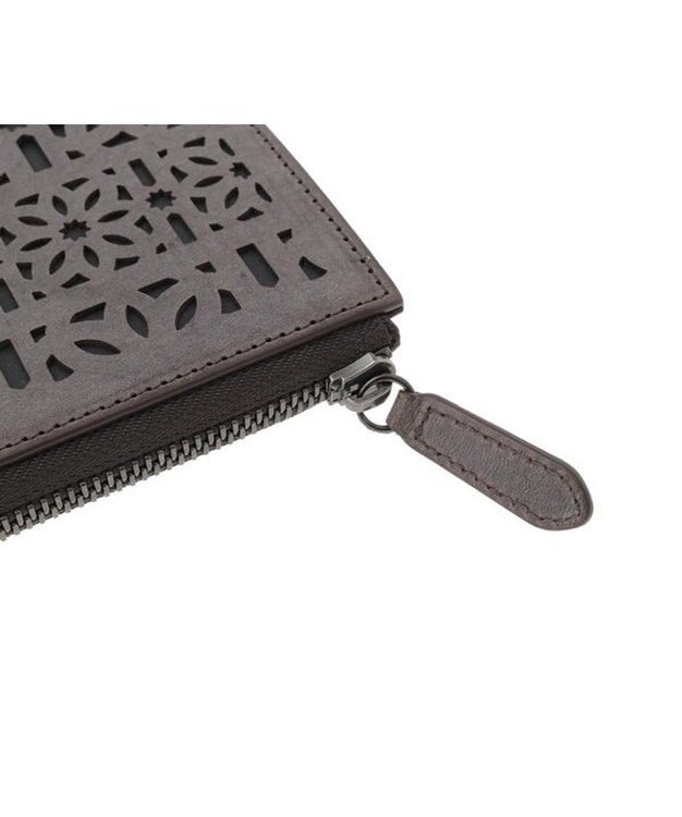 genten マルチカットワークミニ  L字長財布 ダークブラウン