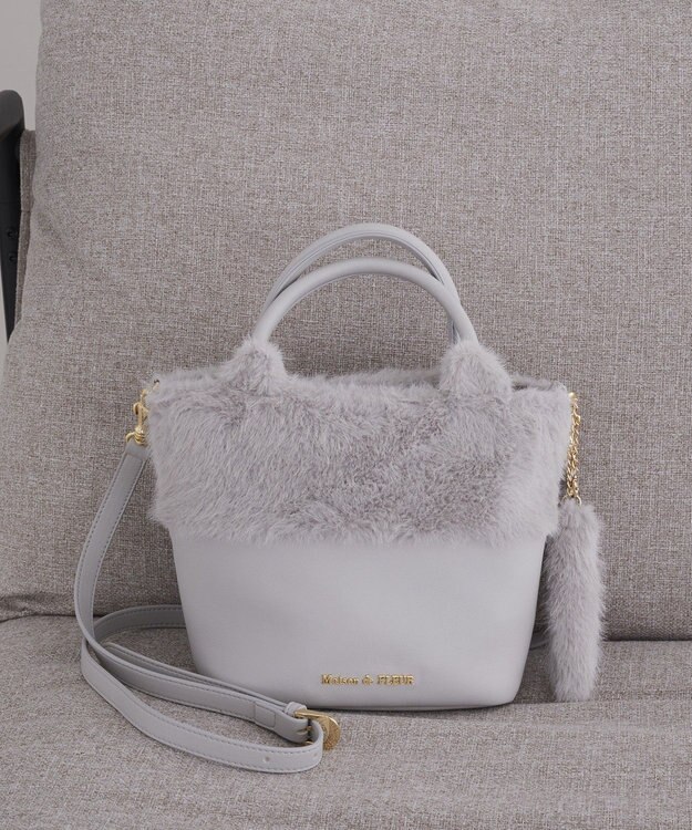 Maison de FLEUR ねこフェイクファーバッグ Light Gray