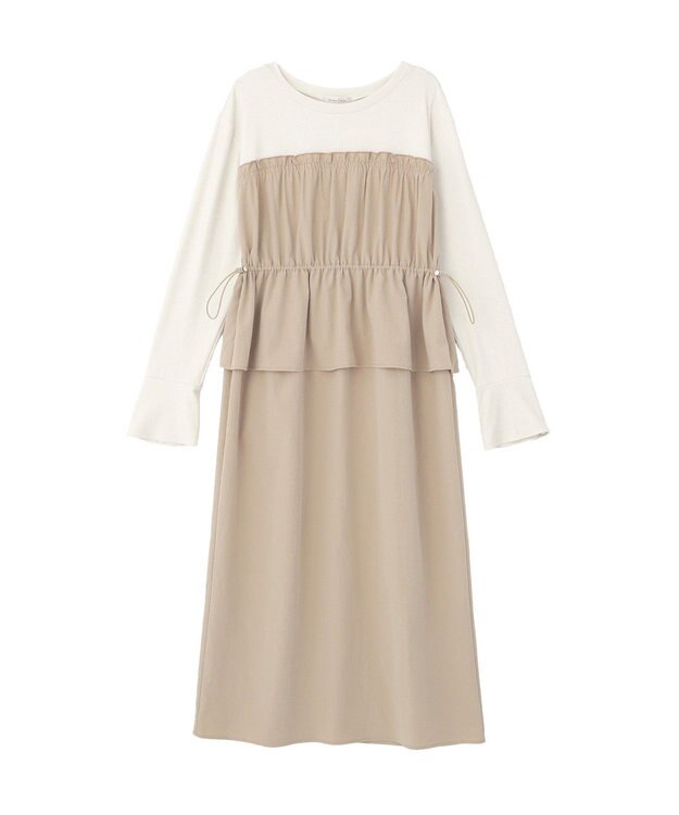 Green Parks ペプラムドッキングワンピース Light Beige