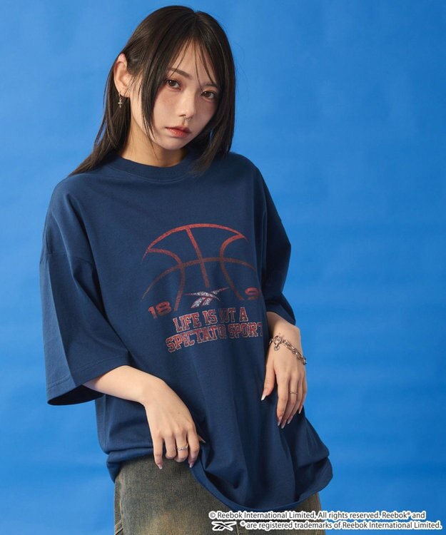 WEGO 【ユニセックス着用ITEM】別注ReebokスポーツロゴT（SS） Dブルー