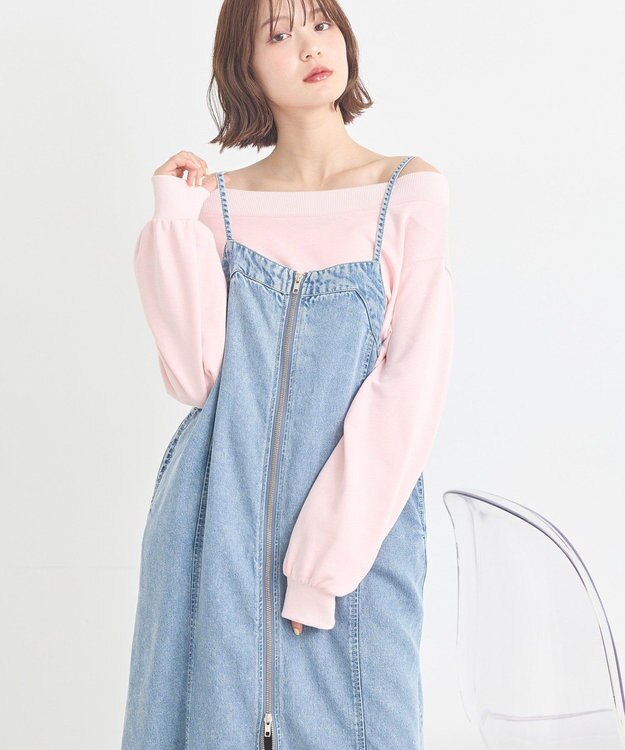 earth music&ecology ダブルジップデニムキャミワンピース Indigo