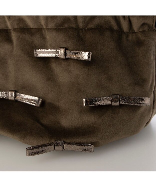 UNBILLION カシュカシュ cachecache / メタリックリボンベロア巾着バッグ オーク