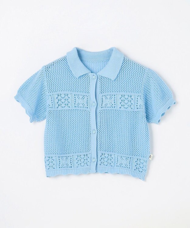 組曲 KIDS 【S-Lサイズ】クロッシェライク　カーディガン サックスブルー