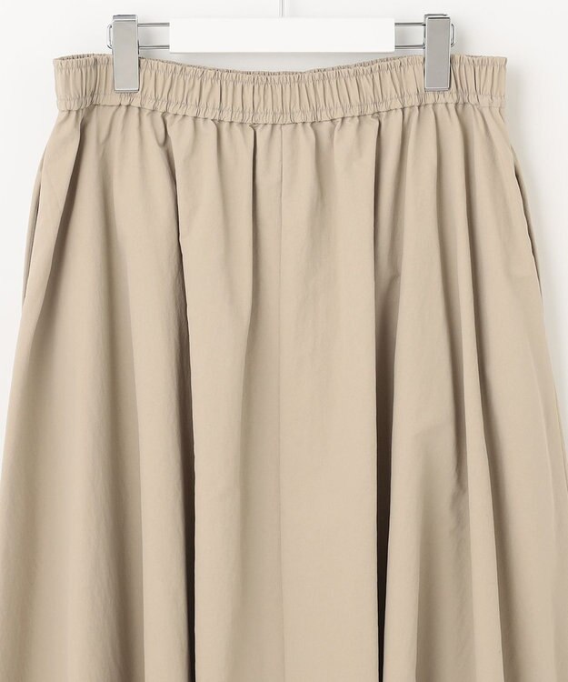 UNFILO 【洗える】撥水ナイロンタフタ ロングスカート ベージュ