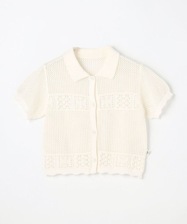 組曲 KIDS 【S-Lサイズ】クロッシェライク　カーディガン オフホワイト