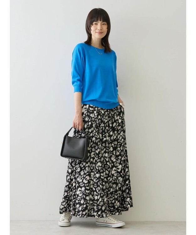 AMERICAN HOLIC ＵＶカットラグラン５分袖ニットプルオーバー Blue