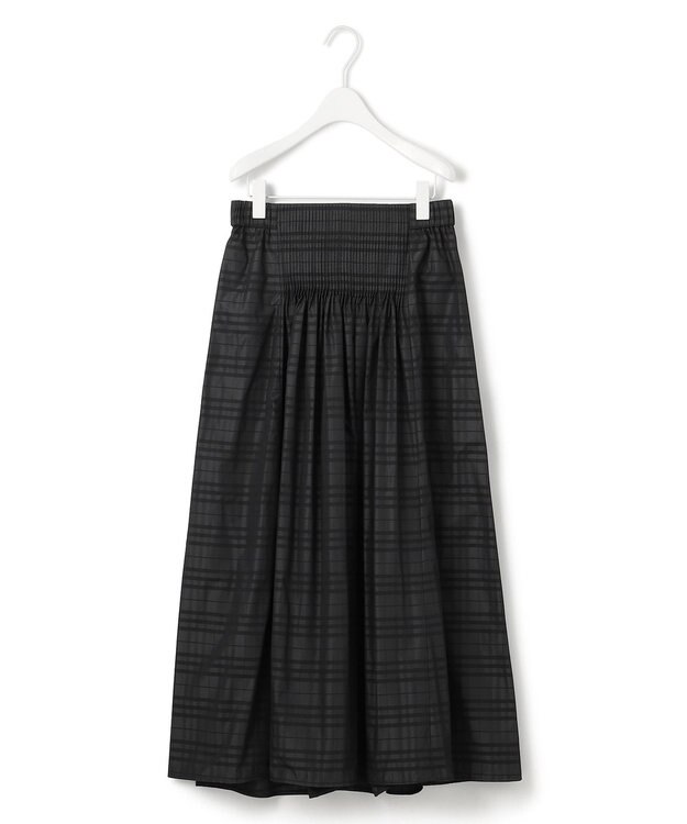 ICB L 【洗える】 エステルメモリータフタ ロングスカート チャコール×ブラック系