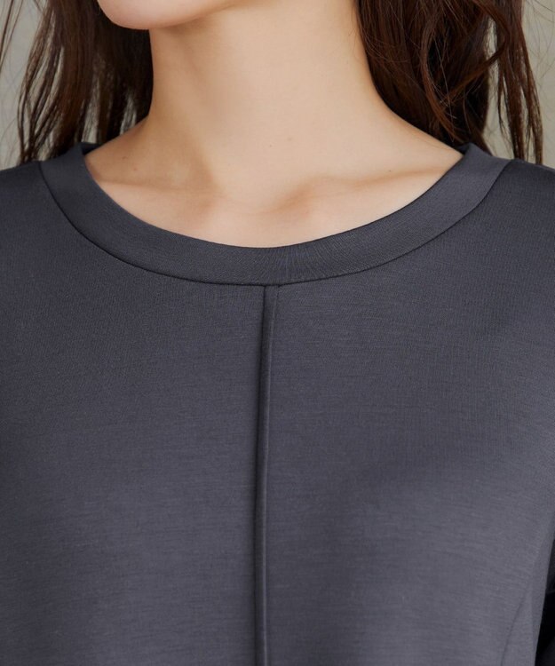 Tiaclasse コットンレースドッキングカットソーワンピース チャコールグレー