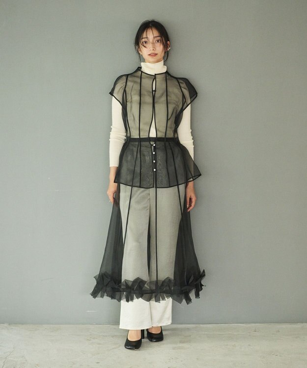 #Newans オーガンジーオリガミヘムスカート ブラック