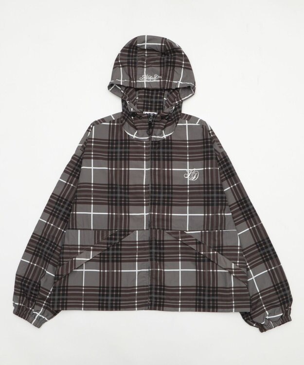 WEGO 【ユニセックス着用ITEM/MLサイズ展開】チェックロゴフードブルゾン ブラックその他