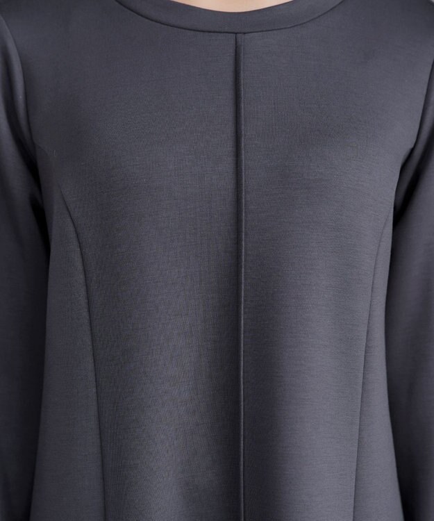 Tiaclasse コットンレースドッキングカットソーワンピース チャコールグレー