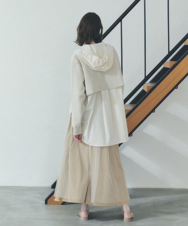 YECCA VECCA ZIPニットレイヤードフーディーシャツ Light Beige