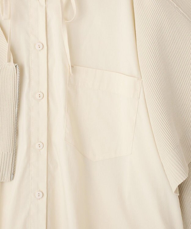 YECCA VECCA ZIPニットレイヤードフーディーシャツ Light Beige