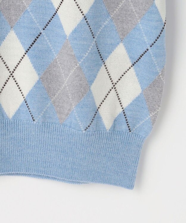 J.PRESS LADIES アーガイル ツイン ニット ソフトブルー系