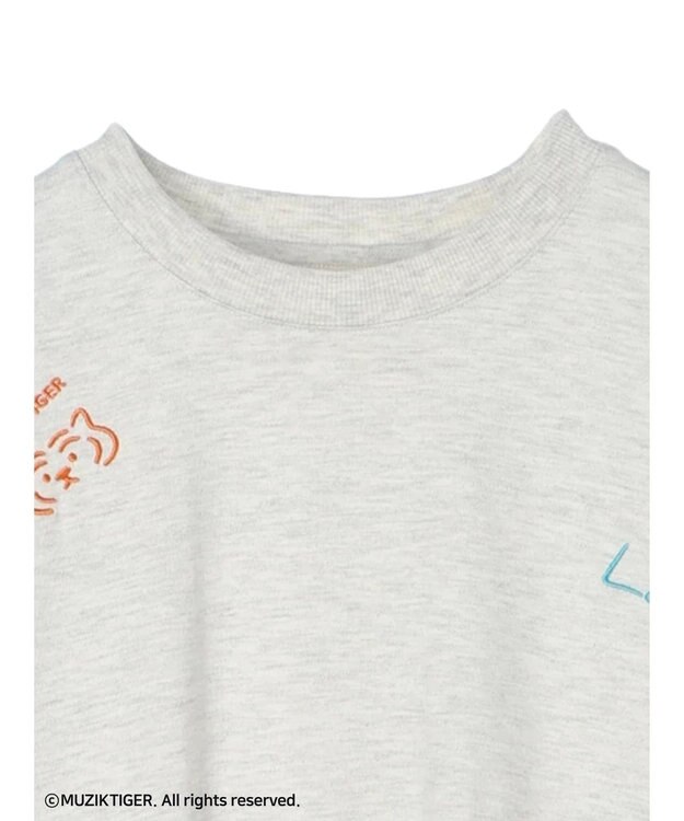 Green Parks ムジークタイガー／手書き風刺しゅうＴシャツ Oatmeal
