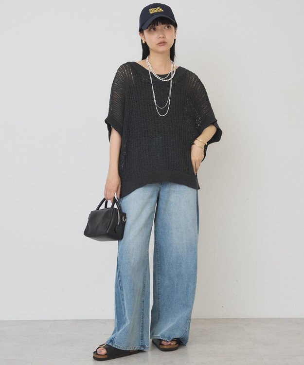 AMERICAN HOLIC 透かし畦ルーズニット Charcoal Gray