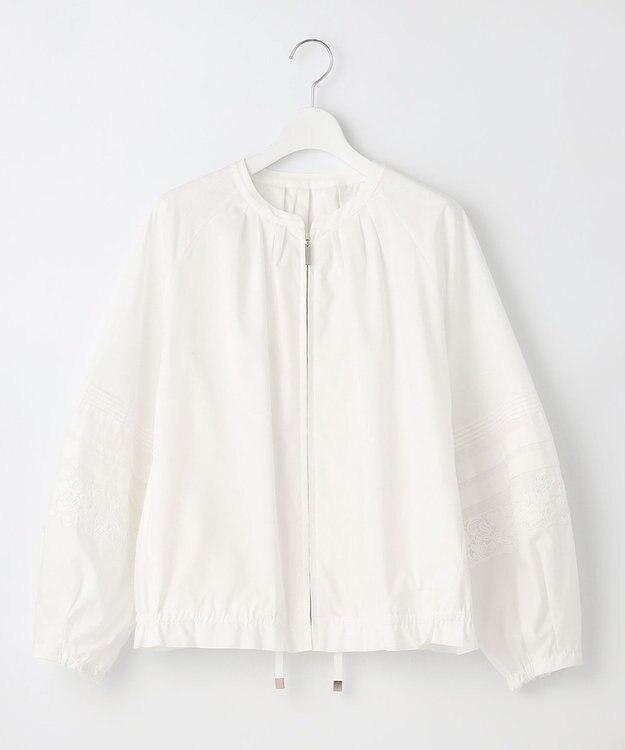 自由区 L 【洗える】エンブロイダリー ブルゾン ホワイト系