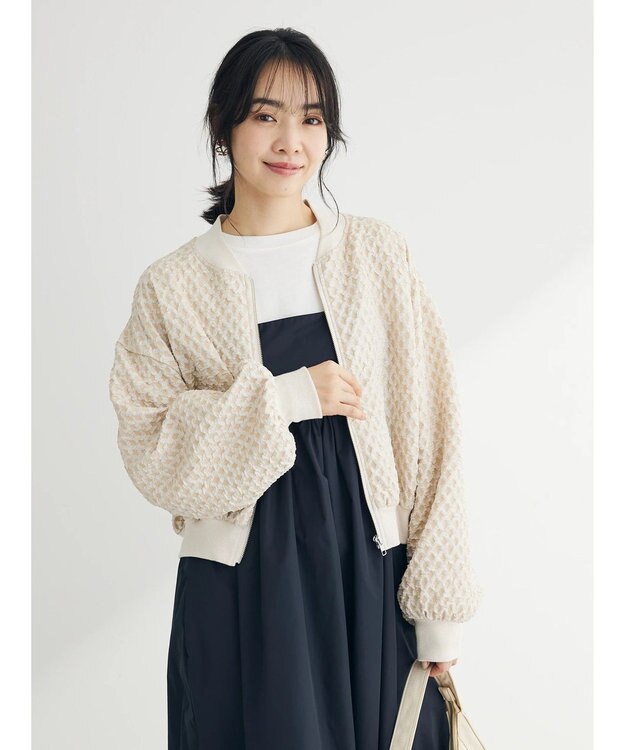 Green Parks ・ＳＵＧＡＲ　ＳＰＯＯＮ　エンボスチェックブルゾン Ivory