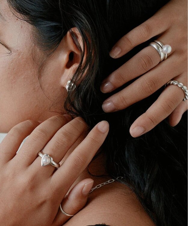 yoaa シルバー925 ハートピンクアコヤパールリング シルバー925