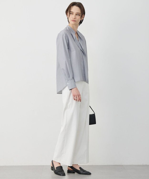 ICB 【先行予約】クリーンブロード ラッフルデザイン プルオーバーブラウス ブラックストライプ