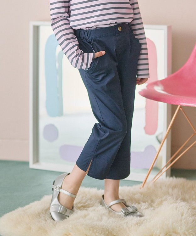 組曲 KIDS 【150-160㎝】スカラップポケット７分丈 パンツ ネイビー系