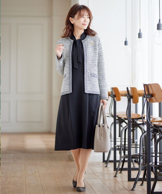 J.PRESS LADIES 【洗える】TWEED KNIT カーディガン ブラック系5