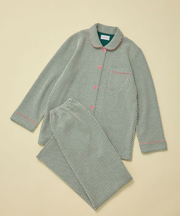 une nana cool 【綿混】丸襟ぽこぽこNew Yearパジャマ グリーン