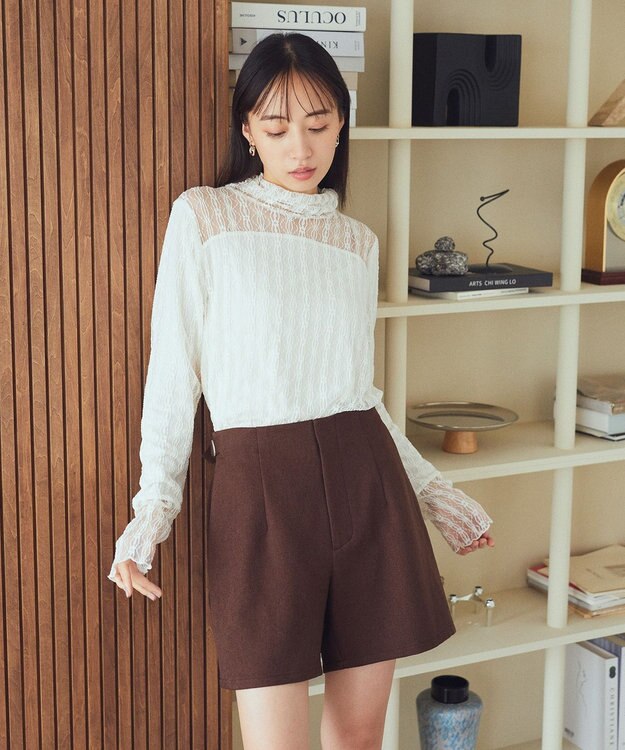 earth music&ecology あったかレースプルオーバー Ivory