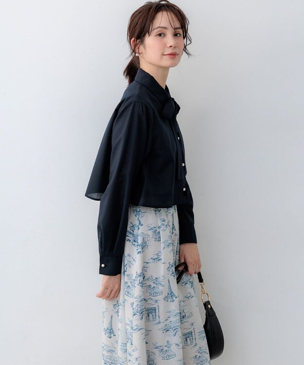 組曲 ニューリヨセルシャーティングマルチWAY ブラウス ネイビー系