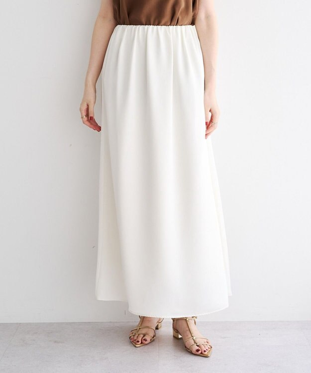 YECCA VECCA サテンフレアスカート Ivory