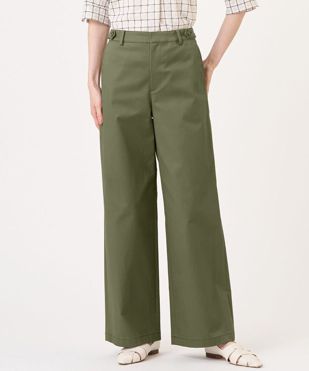 J.PRESS LADIES L 20チノストレッチ ストレート パンツ カーキ系