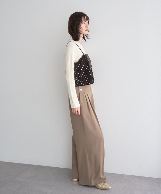 YECCA VECCA 金釦ワイドパンツ Beige