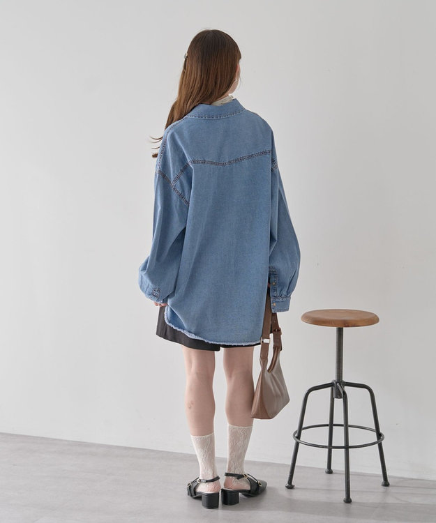 earth music&ecology 【予約】ウエスタンデニムシャツ ライトインディゴ