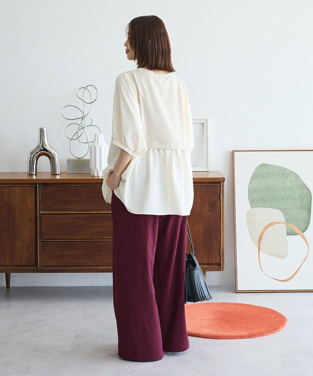 Green Parks ベスト風７分袖ドッキングプルオーバー Beige