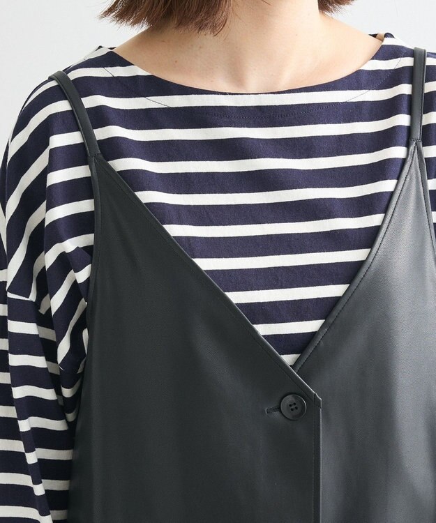 Green Parks フェイクレザーキャミベスト Black