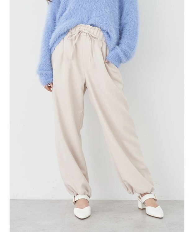 earth music&ecology 裾ドロストパラシュートパンツ Off White