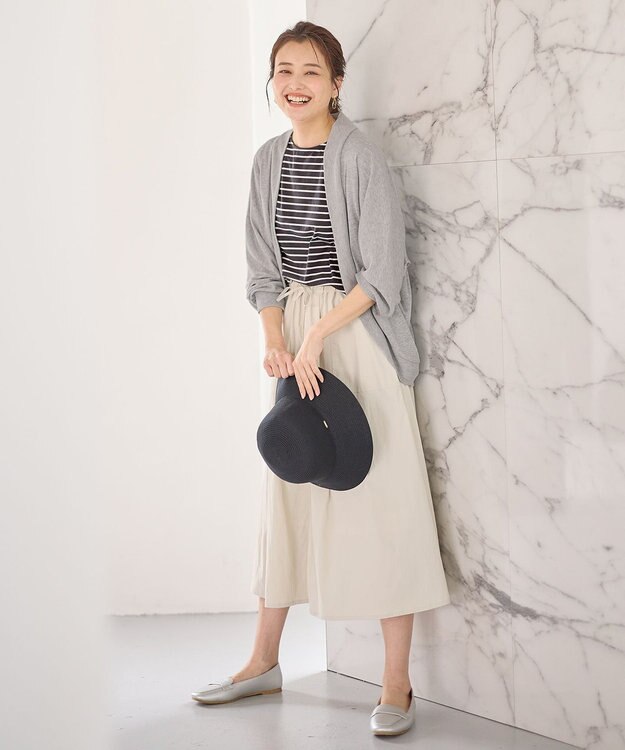 ANY 【ウエストゴム】ナイロンベイカーフレアスカート ライトグレー