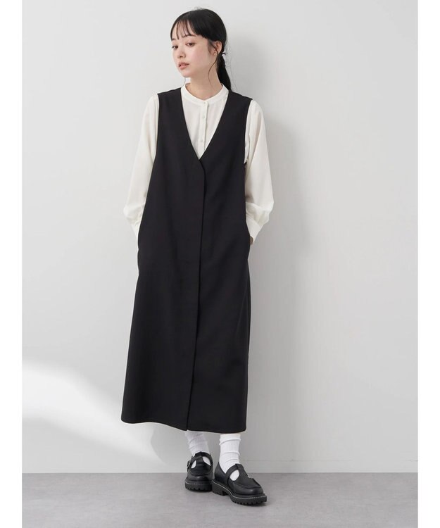 earth music&ecology フロントジップジャンスカ Black