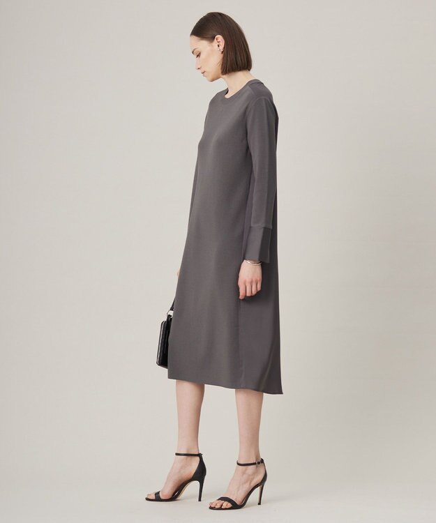 ICB L 【洗える】 クロスコンビ ワンピース チャコール系